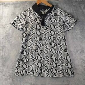 Shein Curve Womens 1X‎ Snakeskin Print Keyhole Top Y2K Edgy Short Sleeve